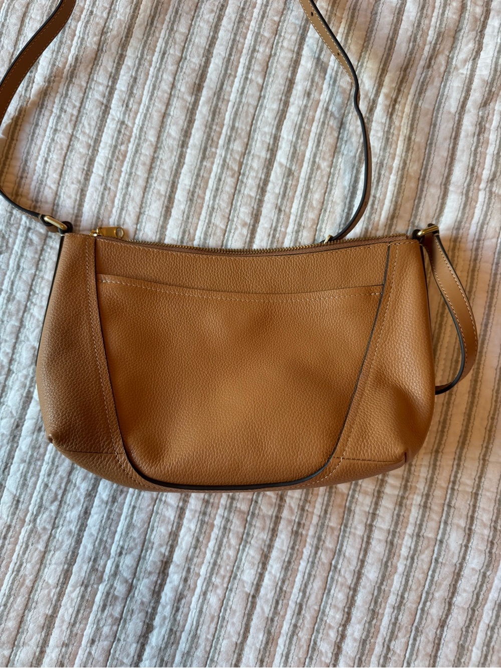 RADLEY LONDON Tan Pebbled Leather Crossbody Bag Top Zip - Picture 3 of 5